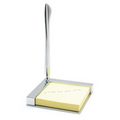 Chrome Metal Desktop Memo Pad Holder with Letter Opener & Pen